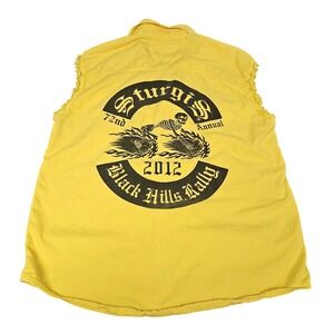 Sturgis Sleeveless Shirt Yellow Biker Wear  XL Yellow Vest Motorcycle Americana